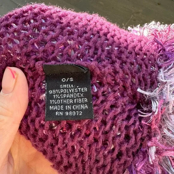 Purple Vintage Y2K Fuzzy Beanie - Picture 4 of 4